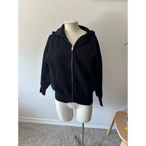 Sandro Women's Black Full Zip Leather Sweater